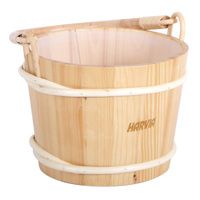 Wooden pail with curved bamboo handle (3 gal.)